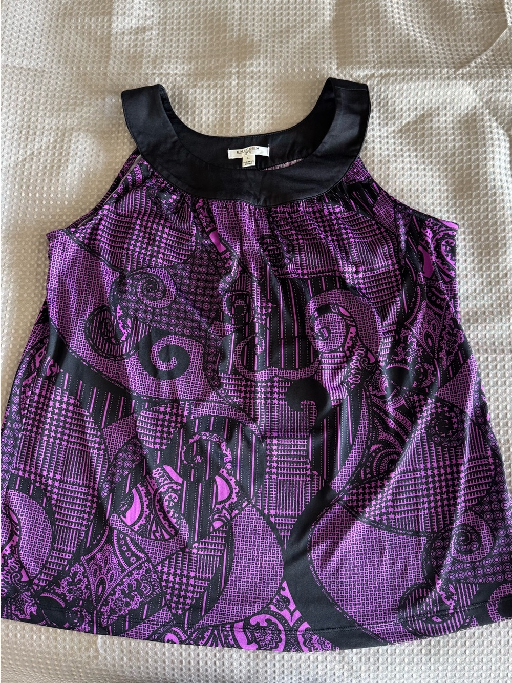 Women’s Purple & Black Patterned Tank Top by JPR Uniform Size Large EUC